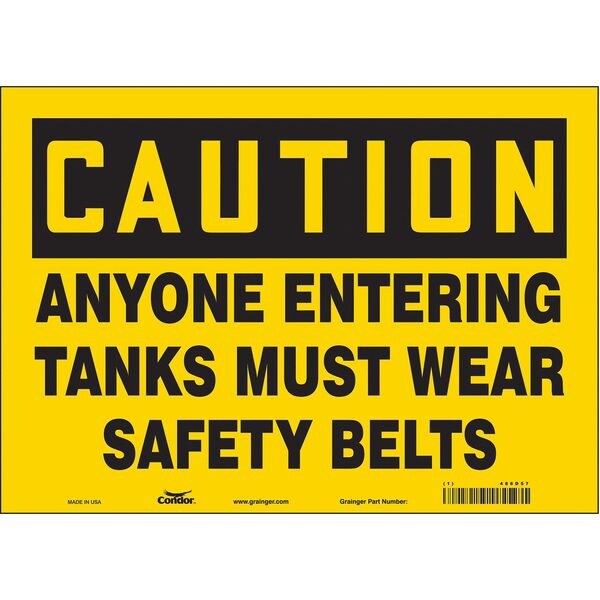 Safety Sign, 10 in Height, 14 in Width, Vinyl, Horizontal Rectangle, English, 486D57