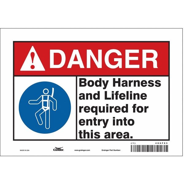 Safety Sign, 7 in Height, 10 in Width, Vinyl, Vertical Rectangle, English, 486F03