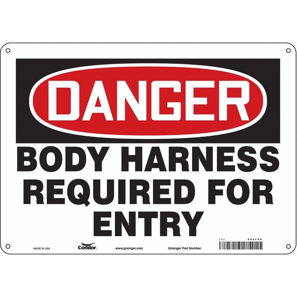 Safety Sign, 10 in Height, 14 in Width, Polyethylene, Horizontal Rectangle, English, 486F08