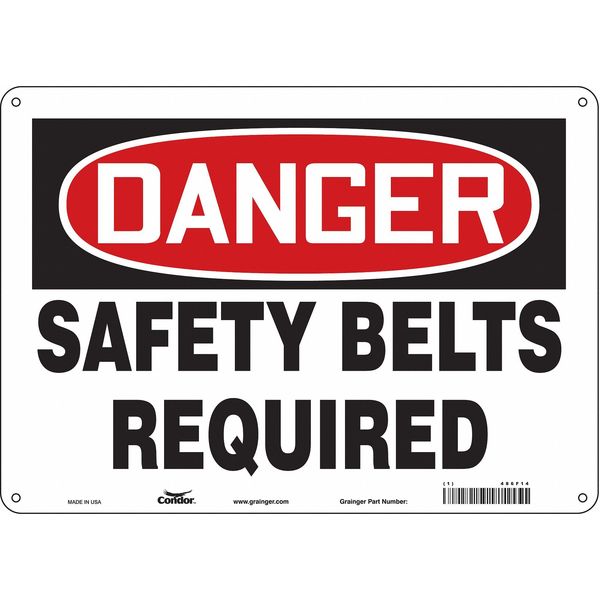Safety Sign, 10 in Height, 14 in Width, Polyethylene, Horizontal Rectangle, English, 486F14