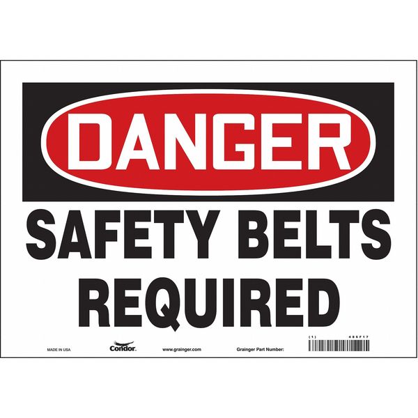 Safety Sign, 10 in Height, 14 in Width, Vinyl, Horizontal Rectangle, English, 486F17