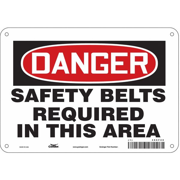 Safety Sign, 7 in Height, 10 in Width, Polyethylene, Vertical Rectangle, English, 486F20
