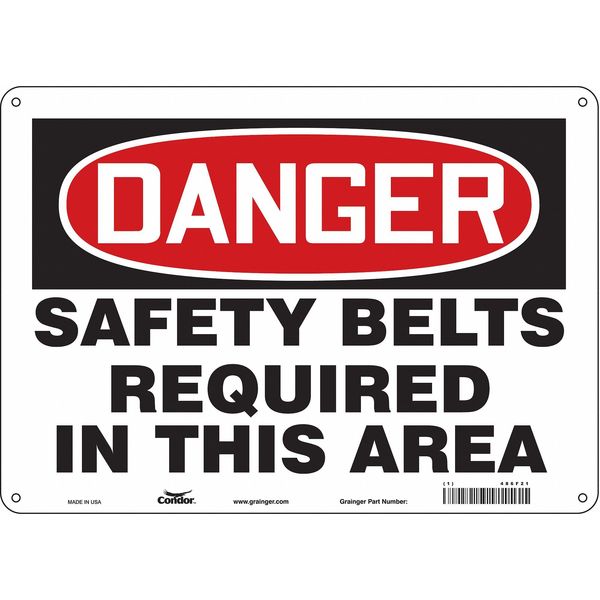 Safety Sign, 10 in Height, 14 in Width, Polyethylene, Horizontal Rectangle, English, 486F21