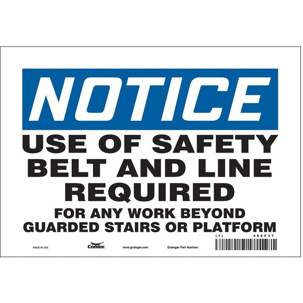 Safety Sign, 7 in Height, 10 in Width, Vinyl, Vertical Rectangle, English, 486F37