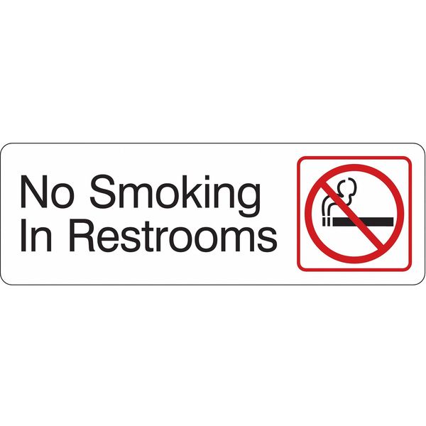 Facility Sign, 3 in H, 9 in W, Acrylic, Horizontal Rectangle, English, 486H09