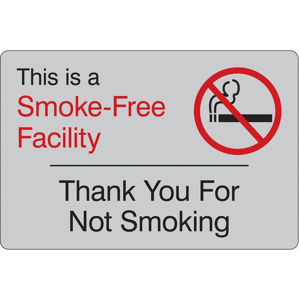 Facility Sign, 6 in H, 9 in W, Acrylic, Horizontal Rectangle, English, 486H20