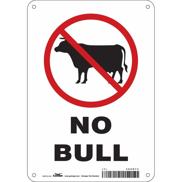Safety Sign, 10 in Height, 7 in Width, Polyethylene, Horizontal Rectangle, English, 486N73