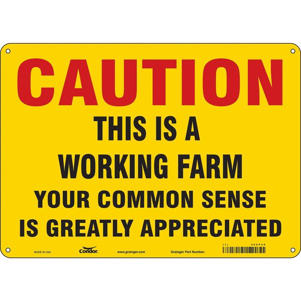 Safety Sign, 10 in Height, 14 in Width, Aluminum, Horizontal Rectangle, English, 486P58