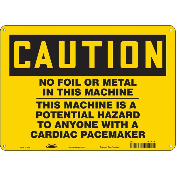 Safety Sign, 10 in Height, 14 in Width, Polyethylene, Horizontal Rectangle, English, 486R68