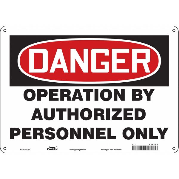 Safety Sign, 10 in Height, 14 in Width, Polyethylene, Horizontal Rectangle, English, 486T96