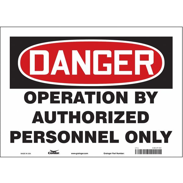 Safety Sign, 10 in Height, 14 in Width, Vinyl, Horizontal Rectangle, English, 486T99