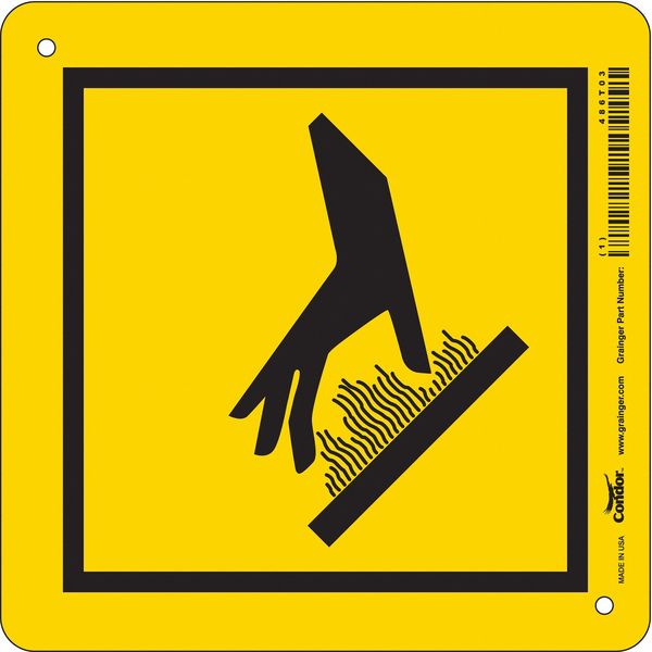 Safety Sign, 7 in H, 7 in W, Polyethylene, Diamond, English, 486T03