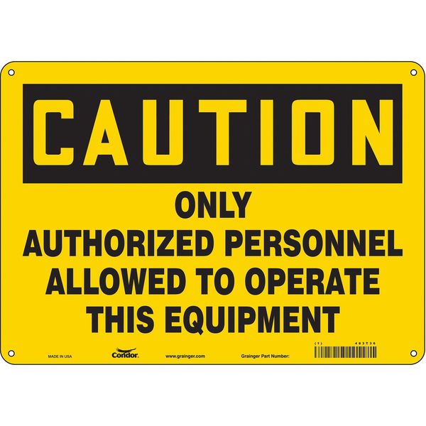 Safety Sign, 10 in Height, 14 in Width, Polyethylene, Horizontal Rectangle, English, 486T36