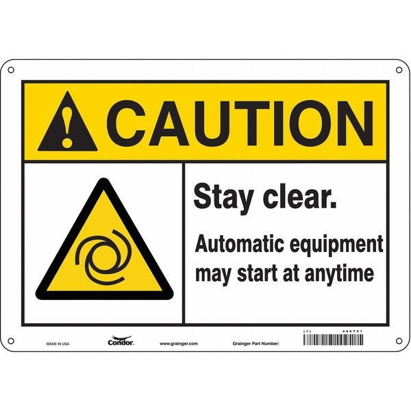 Safety Sign, 10 in Height, 14 in Width, Polyethylene, Horizontal Rectangle, English, 486T51