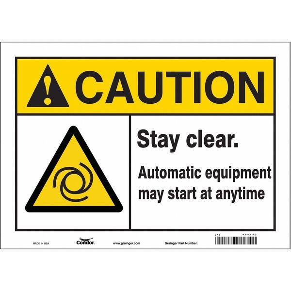 Safety Sign, 10 in Height, 14 in Width, Vinyl, Horizontal Rectangle, English, 486T53