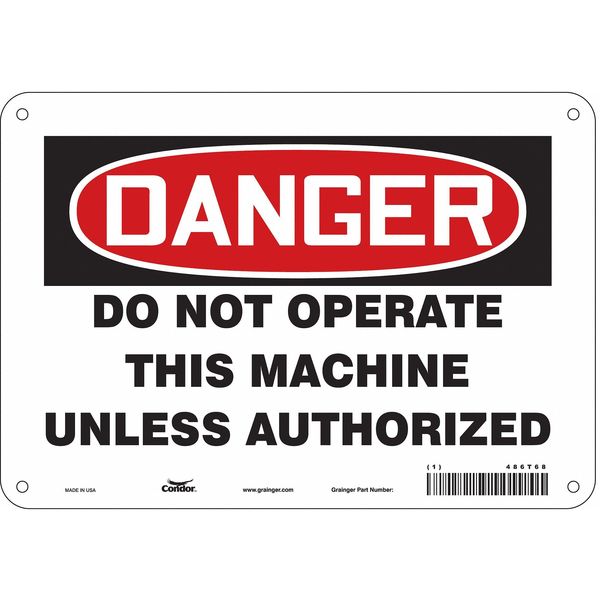 Safety Sign, 7 in Height, 10 in Width, Polyethylene, Vertical Rectangle, English, 486T68