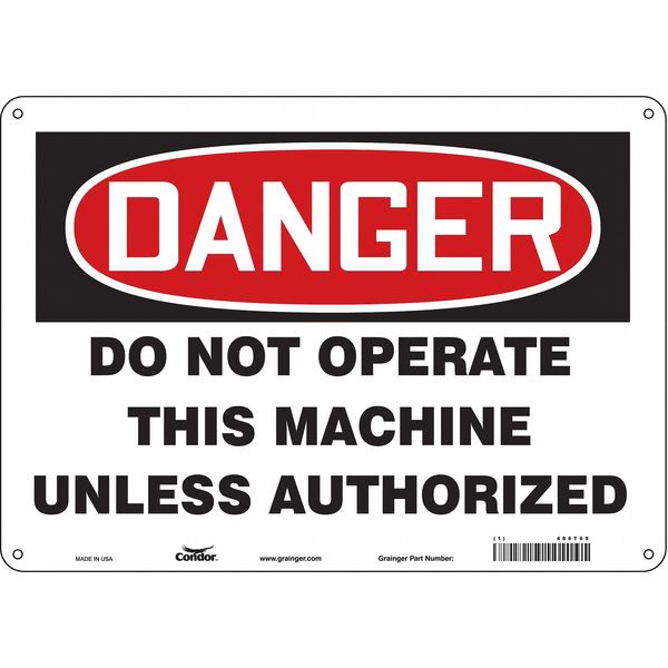 Safety Sign, 10 in Height, 14 in Width, Polyethylene, Horizontal Rectangle, English, 486T69