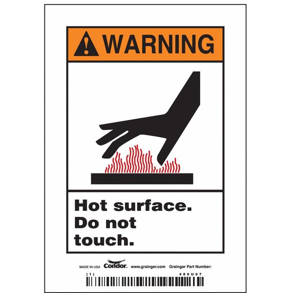 Safety Sign, 5 in H, 3 1/2 in W, Vinyl, Vertical Rectangle, English, 486U07