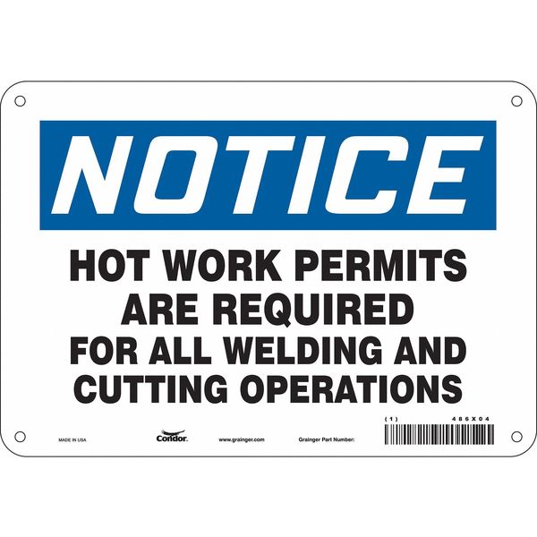 Safety Sign, 7 in Height, 10 in Width, Polyethylene, Vertical Rectangle, English, 486X04