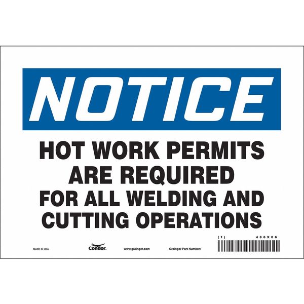 Safety Sign, 7 in Height, 10 in Width, Vinyl, Vertical Rectangle, English, 486X06