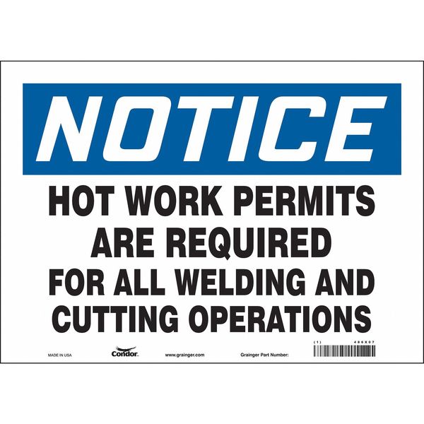 Safety Sign, 10 in Height, 14 in Width, Vinyl, Horizontal Rectangle, English, 486X07