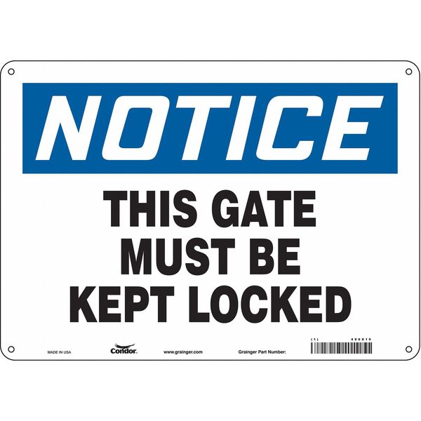 Safety Sign, 10 in Height, 14 in Width, Polyethylene, Horizontal Rectangle, English, 486X19