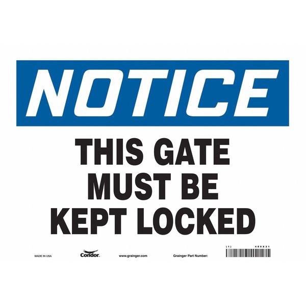 Safety Sign, 10 in Height, 14 in Width, Vinyl, Horizontal Rectangle, English, 486X21