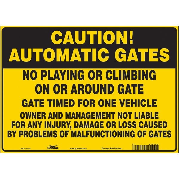 Safety Sign, 10 in Height, 14 in Width, Vinyl, Horizontal Rectangle, English, 486X29