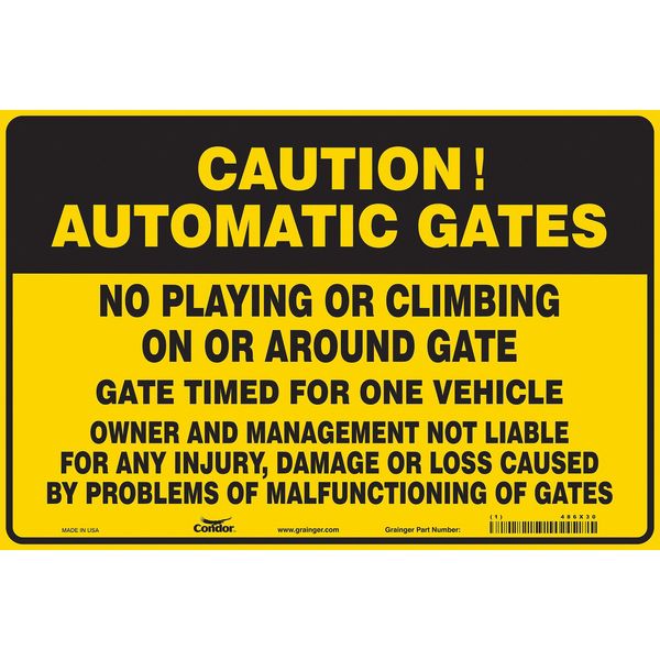 Safety Sign, 24 in Height, 36 in Width, Vinyl, Horizontal Rectangle, English
