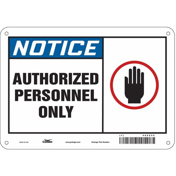 Safety Sign, 7 in Height, 10 in Width, Polyethylene, Vertical Rectangle, English, 486Z35