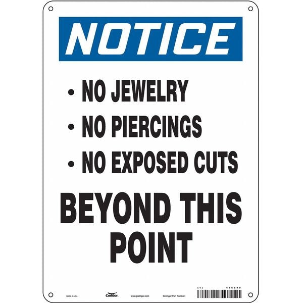 Safety Sign, 14 in Height, 10 in Width, Polyethylene, Vertical Rectangle, English, 486Z49