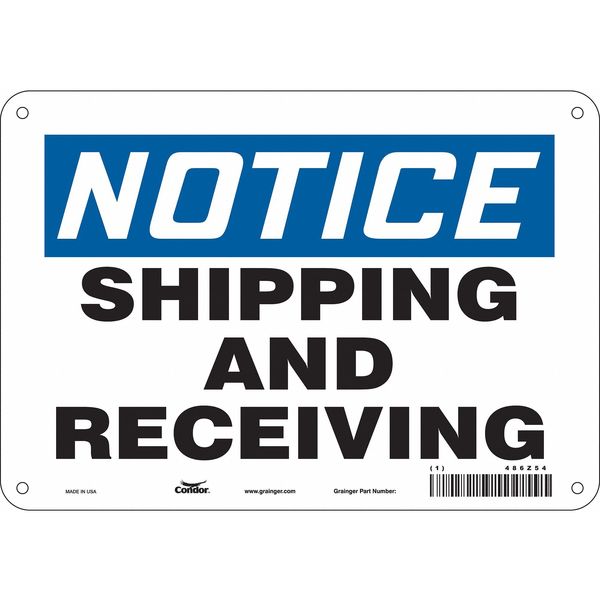 Safety Sign, 7 in Height, 10 in Width, Polyethylene, Vertical Rectangle, English, 486Z54