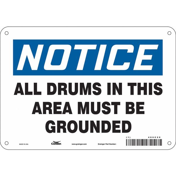 Safety Sign, 7 in Height, 10 in Width, Polyethylene, Vertical Rectangle, English, 486C20