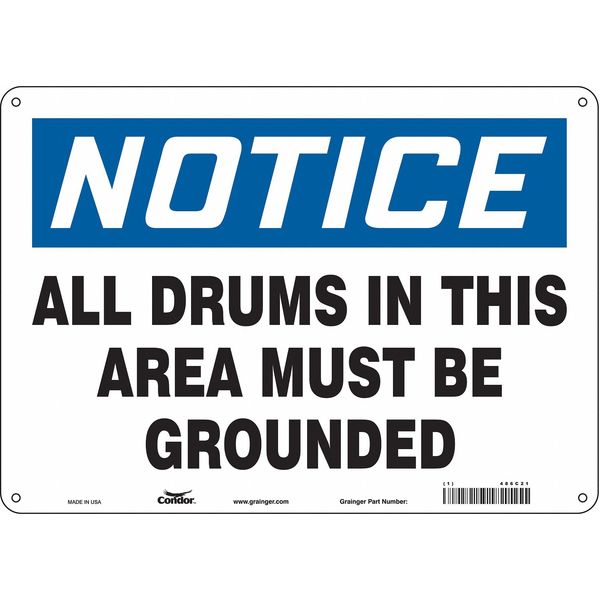 Chemical Sign, 10 in H, 14 in W, Polyethylene, Horizontal Rectangle, English, 486C21