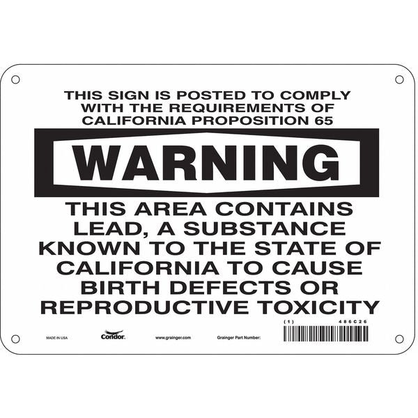 Chemical Sign, 7 in H, 10 in W, Polyethylene, Vertical Rectangle, English, 486C26