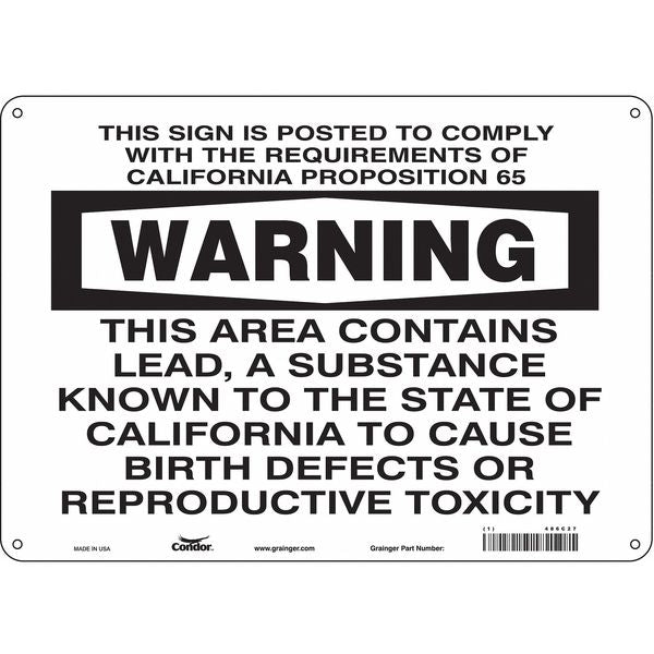 Chemical Sign, 10 in H, 14 in W, Polyethylene, Horizontal Rectangle, English, 486C27