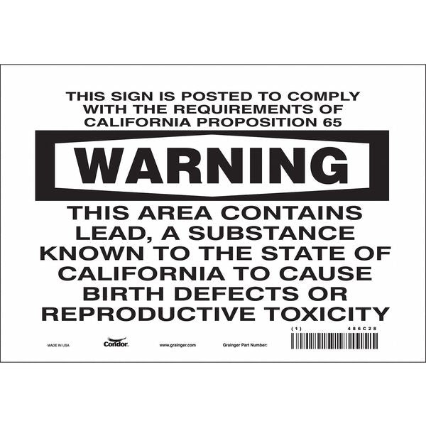 Chemical Sign, 7 in H, 10 in W, Vinyl, Vertical Rectangle, English, 486C28