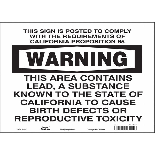 Chemical Sign, 10 in H, 14 in W, Vinyl, Horizontal Rectangle, English, 486C29