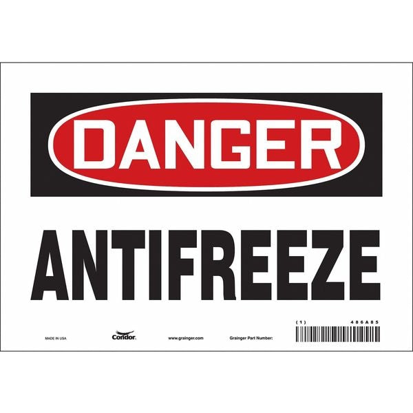 Chemical Sign, 7 in H, 10 in W, Vinyl, Vertical Rectangle, English, 486A85