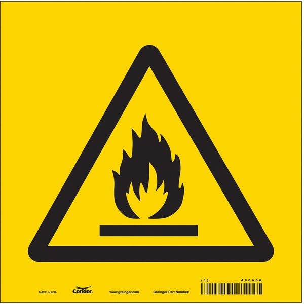 Safety Sign, 10 in H, 10 in W, Vinyl, Square, English, 486A06