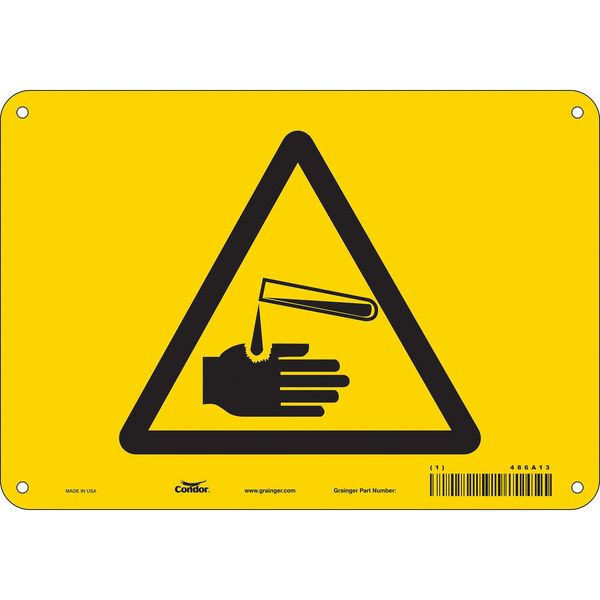 Chemical Sign, 7 in H, 10 in W, Polyethylene, Vertical Rectangle, English, 486A13