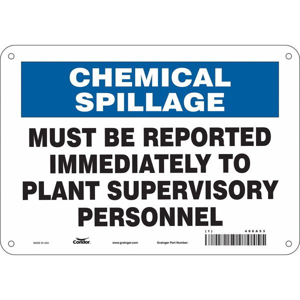 Chemical Sign, 7 in H, 10 in W, Polyethylene, Vertical Rectangle, English, 486A53