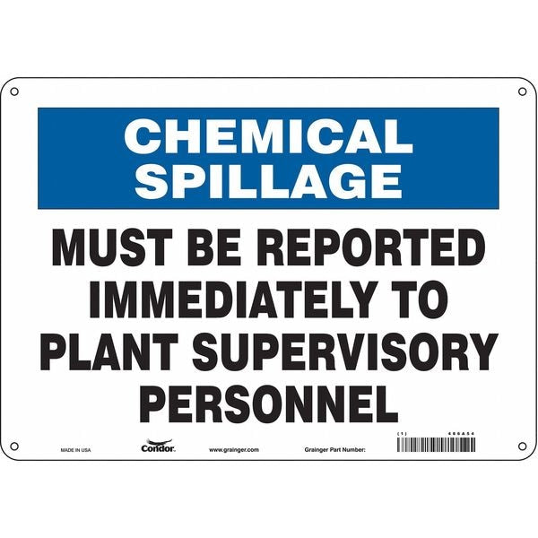 Chemical Sign, 10 in H, 14 in W, Polyethylene, Horizontal Rectangle, English, 486A54