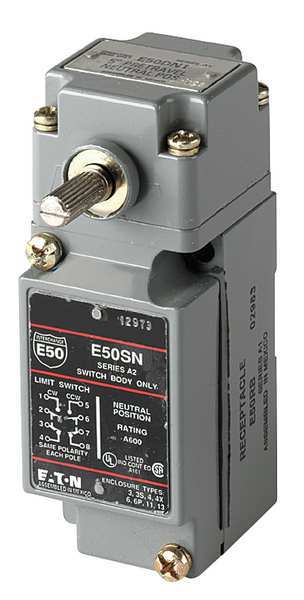 Heavy Duty Limit Switch, No Lever, Rotary, 2NC/2NO, 10A @ 600V AC