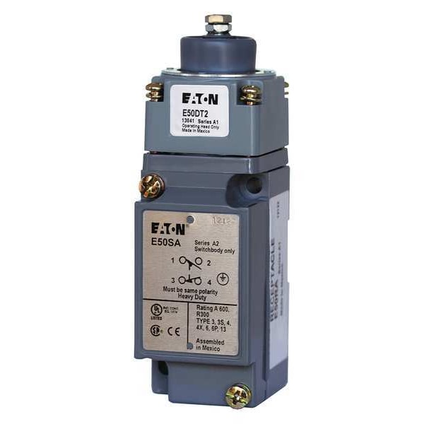 Heavy Duty Limit Switch, Plunger, 1NC/1NO, 10A @ 600V AC