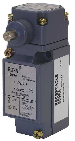 Heavy Duty Limit Switch, Plunger, 2NC/2NO, 10A @ 600V AC