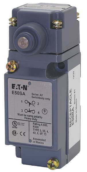 Heavy Duty Limit Switch, Plunger, 2NC/2NO, 10A @ 600V AC