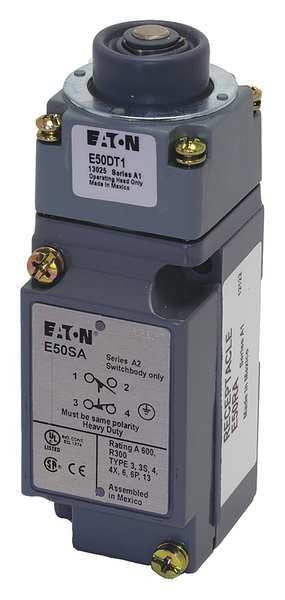 Heavy Duty Limit Switch, Plunger, 1NC/1NO, 10A @ 600V AC
