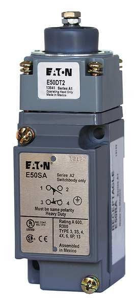 Heavy Duty Limit Switch, Plunger, 1NC/1NO, 10A @ 600V AC
