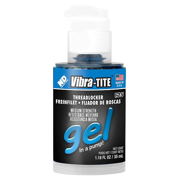 Threadlocker, VIBRA-TITE 125, Blue, Medium Strength, Gel, 35 mL Bottle